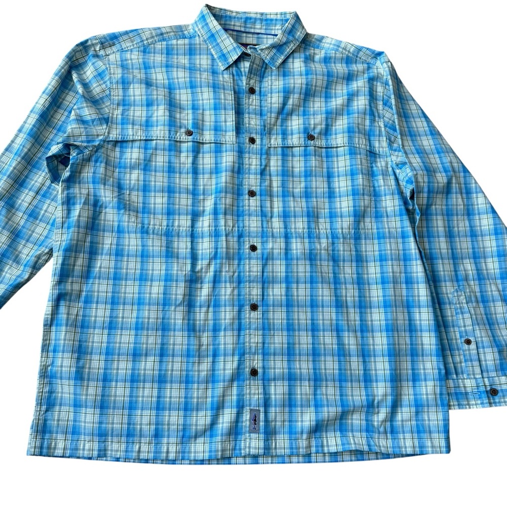 Patagonia Men’s Shirt sz XXL Blue Plaid Button Down Outdoor